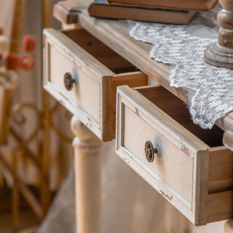 Traditional Vintage Fir Wood Rectangular Entryway Table With 2-Drawer Storage For Foyer, Living Room & Bedroom