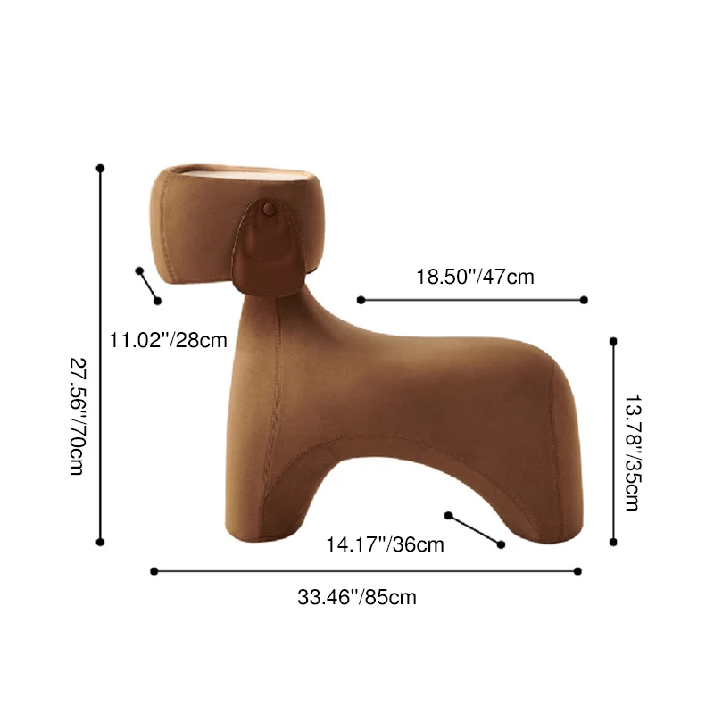 Contemporary Creative Dog Design Carbon Steel Brushed Velvet Kids Stool With Rotatable Head For Living Room