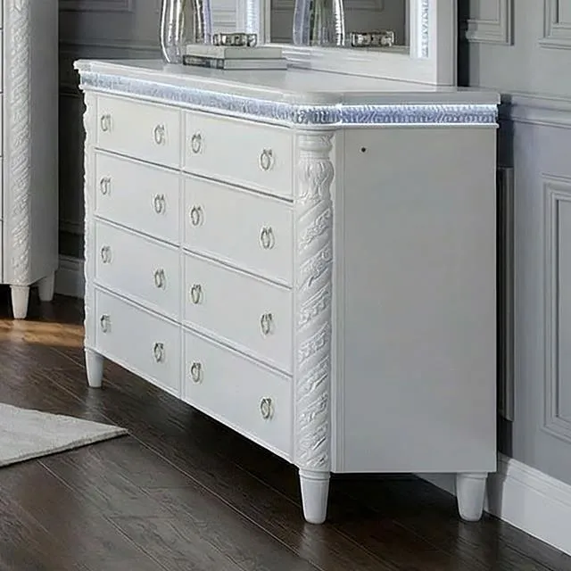 Furniture of America Swindon FM74007WH-D Dresser with LED