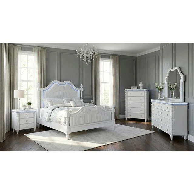 Furniture of America Swindon FM74007WH-D Dresser with LED