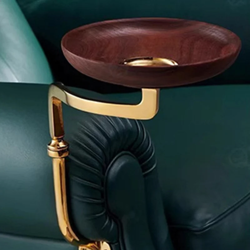 Traditional Vintage Curved Solid Wood Genuine Leather Copper Sponge Silk Accent Chair Backrest Armrest Movable For Living Room