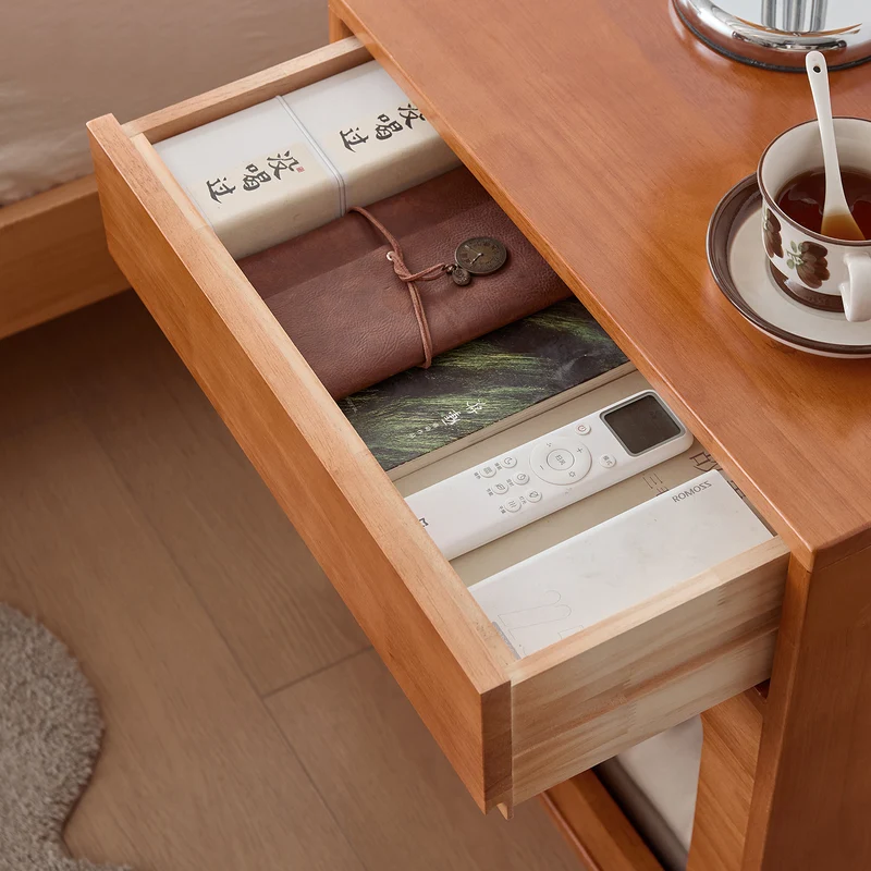 Contemporary Creative Rectangular Rubberwood Plywood Pine Wood Cat Bed Nightstand 1-Drawer For Bedroom