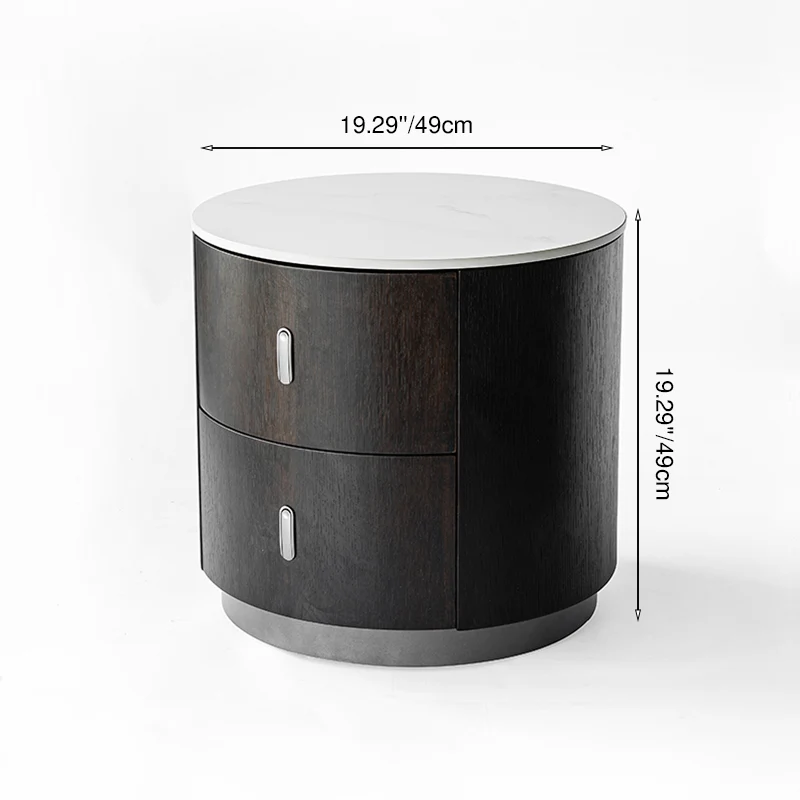 Elegant Retro Bedside Table - Stable Carbon Steel Feet Smooth 2-Drawer Glide Nightstand For Bedroom