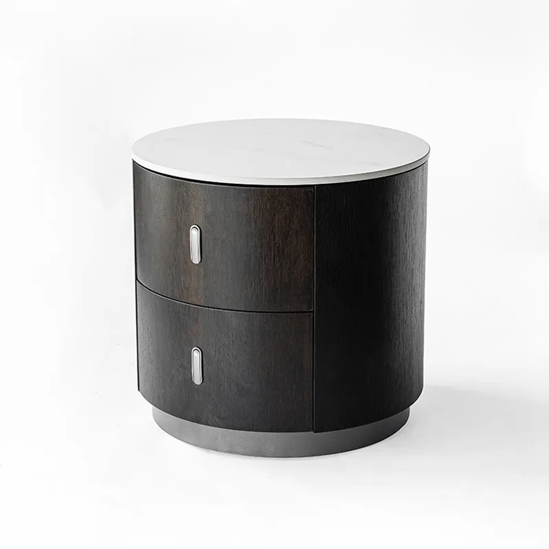 Elegant Retro Bedside Table - Stable Carbon Steel Feet Smooth 2-Drawer Glide Nightstand For Bedroom