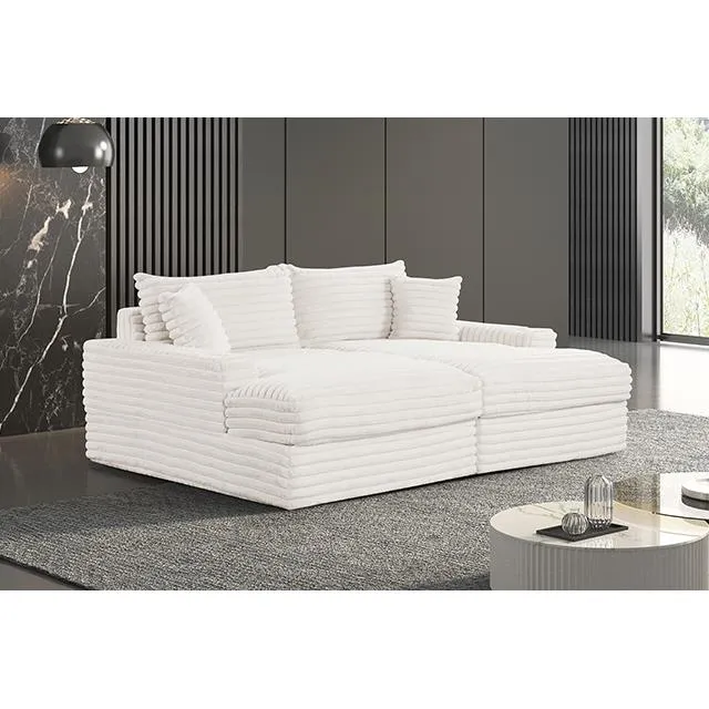 Furniture of America Tavedestrand FM6900WH-PK Double Chaise Sofa