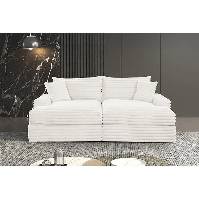 Furniture of America Tavedestrand FM6900WH-PK Double Chaise Sofa