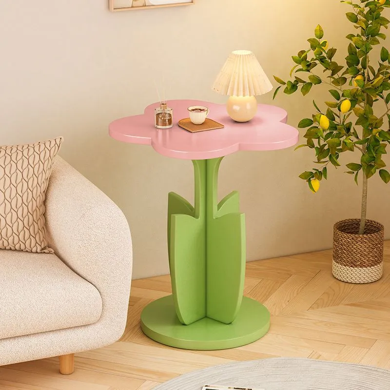 Contemporary Creative Floral-Shaped Engineered Wood Solid Wood Side Table 1-Tier For Living Room