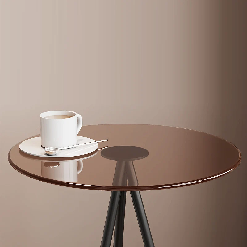 Modern Minimalist Cylindrical Tempered Glass PP Carbon Steel Side Table 2-Tier For Living Room