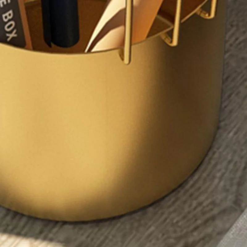 Contemporary Luxury Cylindrical Hollow Design Iron Stone Slab Nightstand 2-Tier For Bedroom