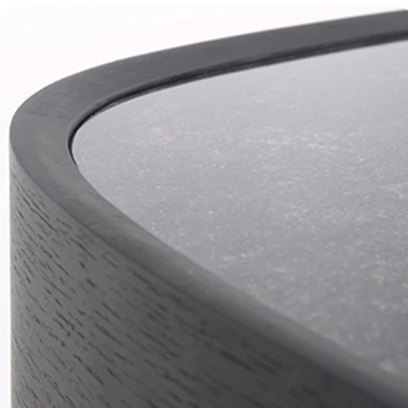 Traditional Vintage Oval Soft-Curve Bedside Table - Sintered Stone 2 Drawers Nightstand For Bedroom