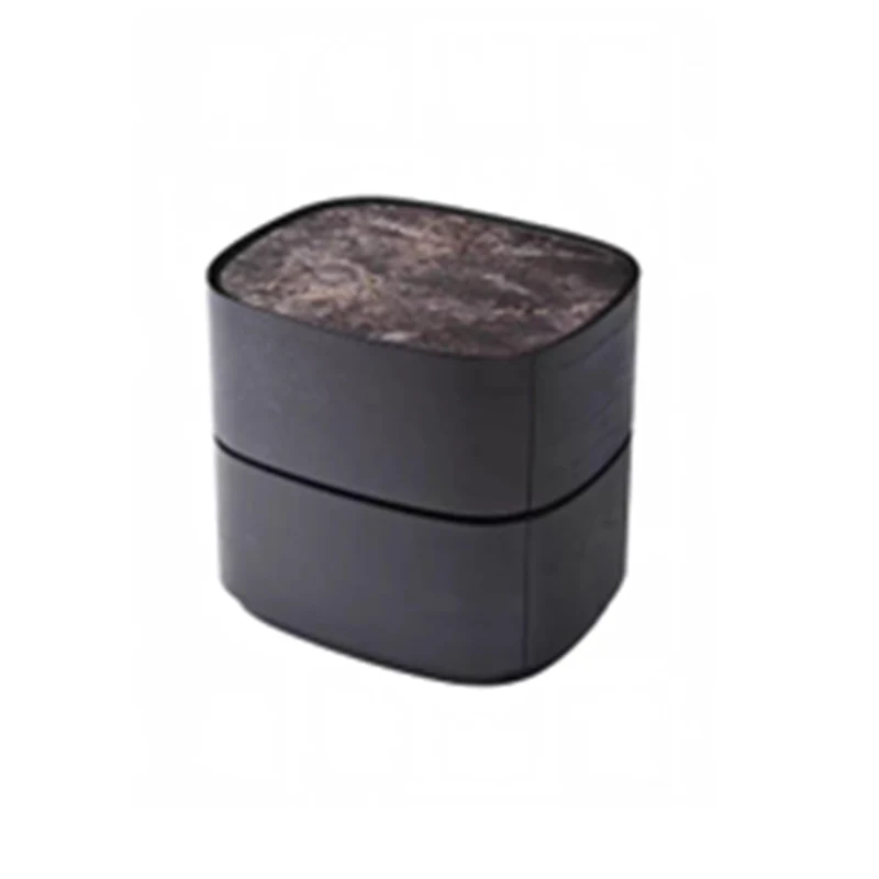 Traditional Vintage Oval Soft-Curve Bedside Table - Sintered Stone 2 Drawers Nightstand For Bedroom