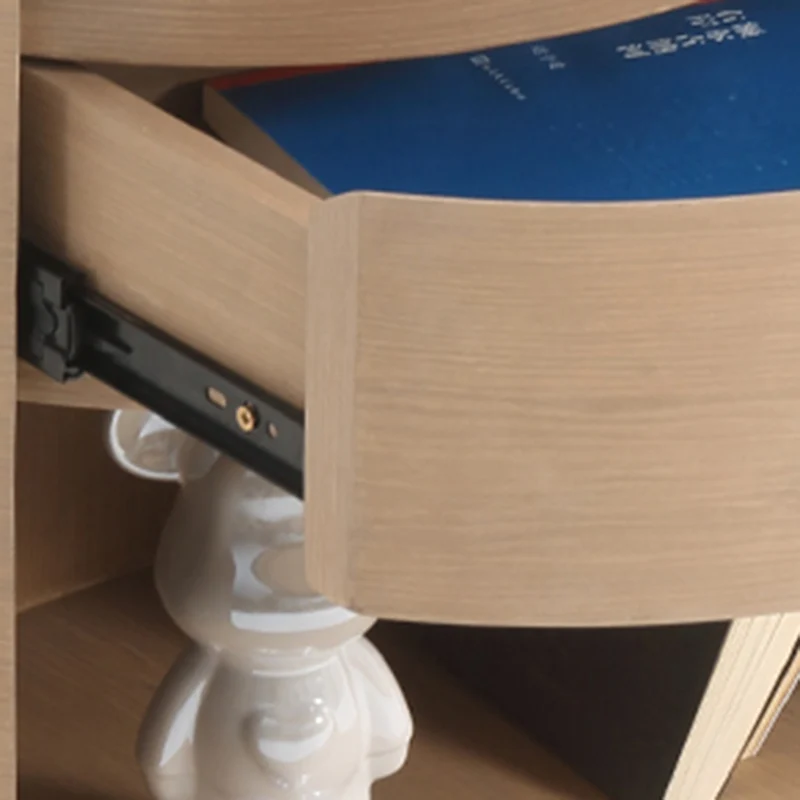 Contemporary Scandinavian Round Curved Bedside Table - Multilayer Board 1 Drawer Nightstand For Bedroom