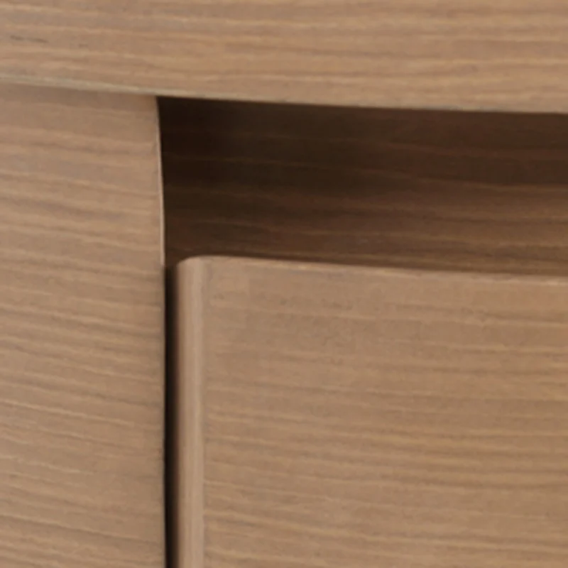 Contemporary Scandinavian Round Curved Bedside Table - Multilayer Board 1 Drawer Nightstand For Bedroom