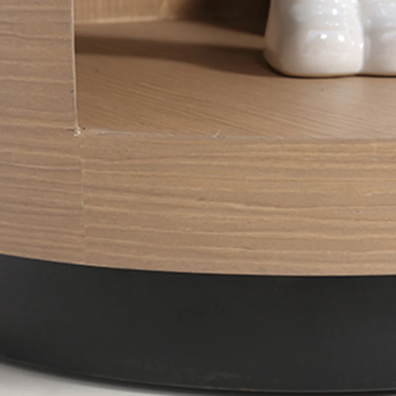 Contemporary Scandinavian Round Curved Bedside Table - Multilayer Board 1 Drawer Nightstand For Bedroom