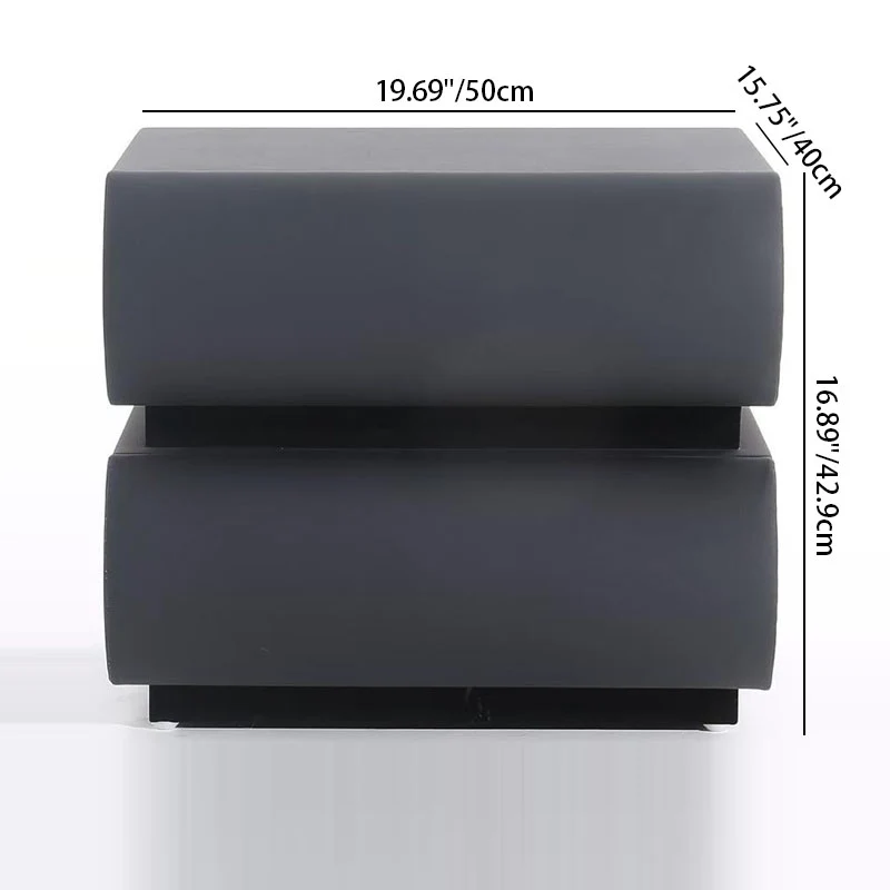 Contemporary Faux Leather Bedside Table - Push-to-Open 2 Drawers Nightstand For Bedroom