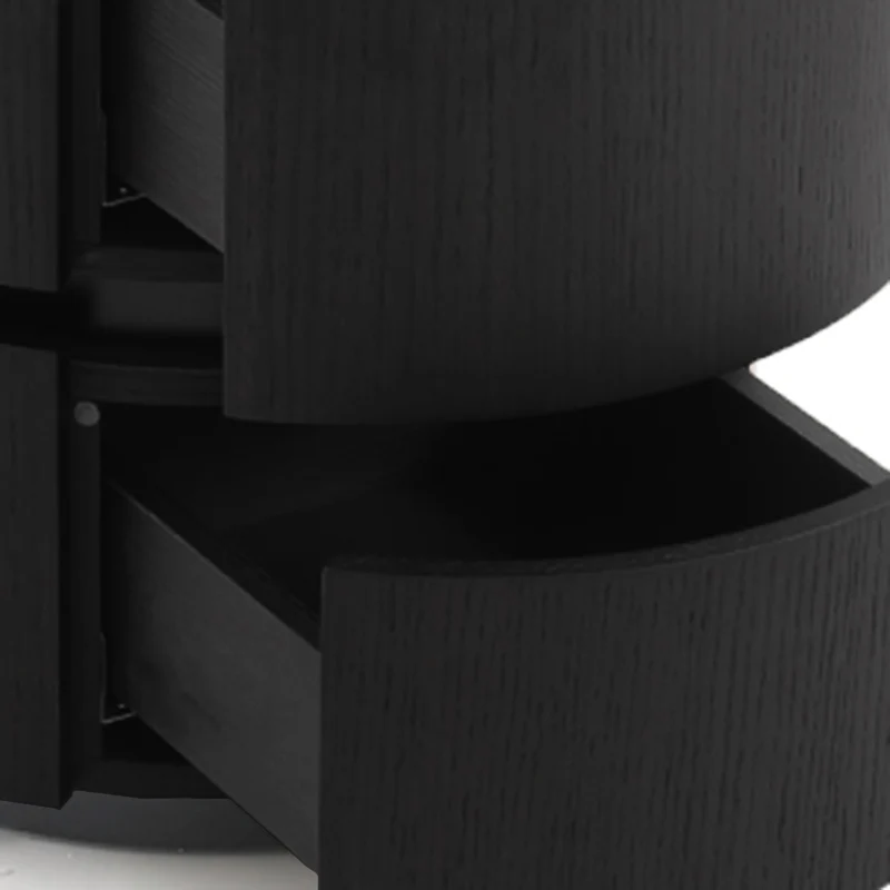 Contemporary Round Cylinder Bedside Table - Saddle-Style Faux Leather Top 2 Drawers Nightstand For Bedroom