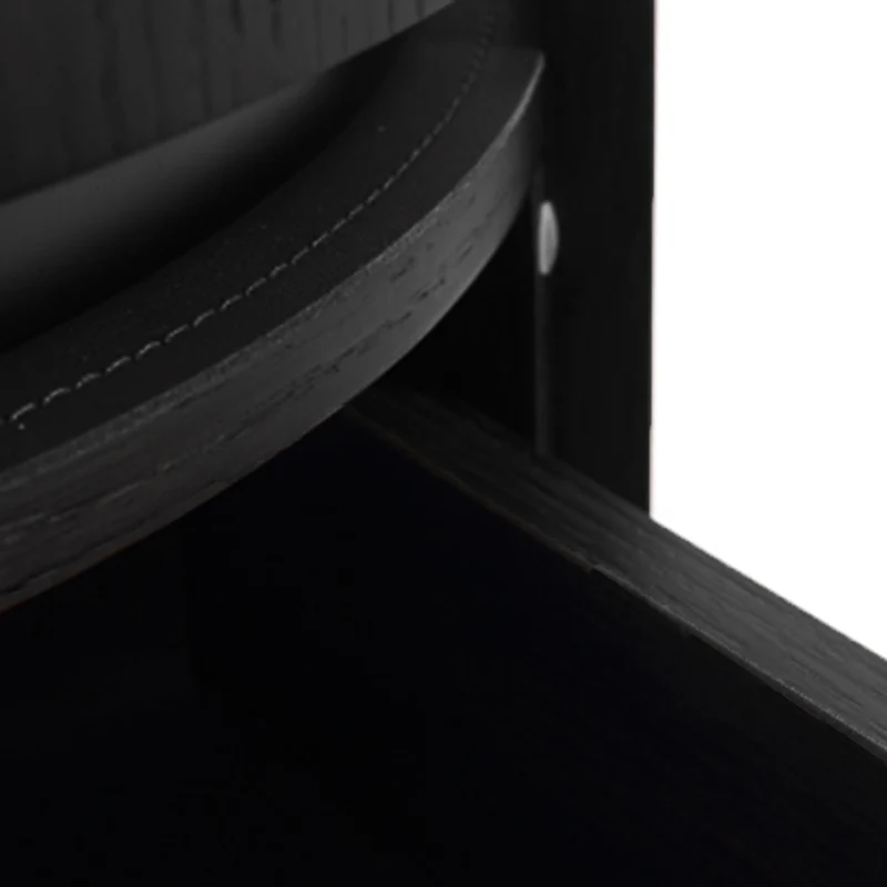 Contemporary Round Cylinder Bedside Table - Saddle-Style Faux Leather Top 2 Drawers Nightstand For Bedroom