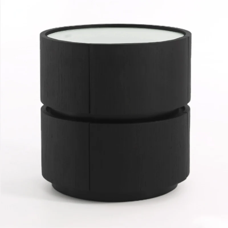 Contemporary Round Cylinder Bedside Table - Saddle-Style Faux Leather Top 2 Drawers Nightstand For Bedroom