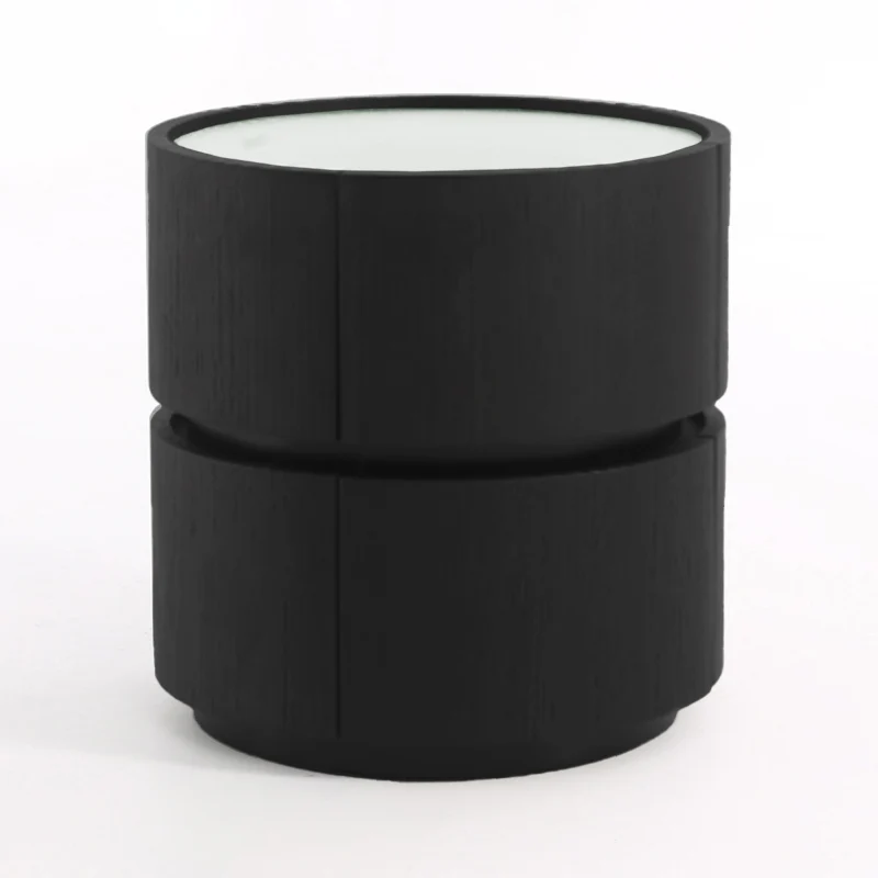 Contemporary Round Cylinder Bedside Table - Saddle-Style Faux Leather Top 2 Drawers Nightstand For Bedroom