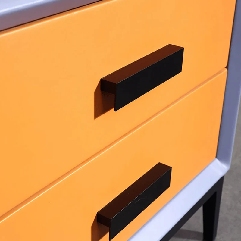 Contemporary Creative Faux Leather Nightstand With 2 Drawers - Square Soft Bedside Cabinet For Bedroom