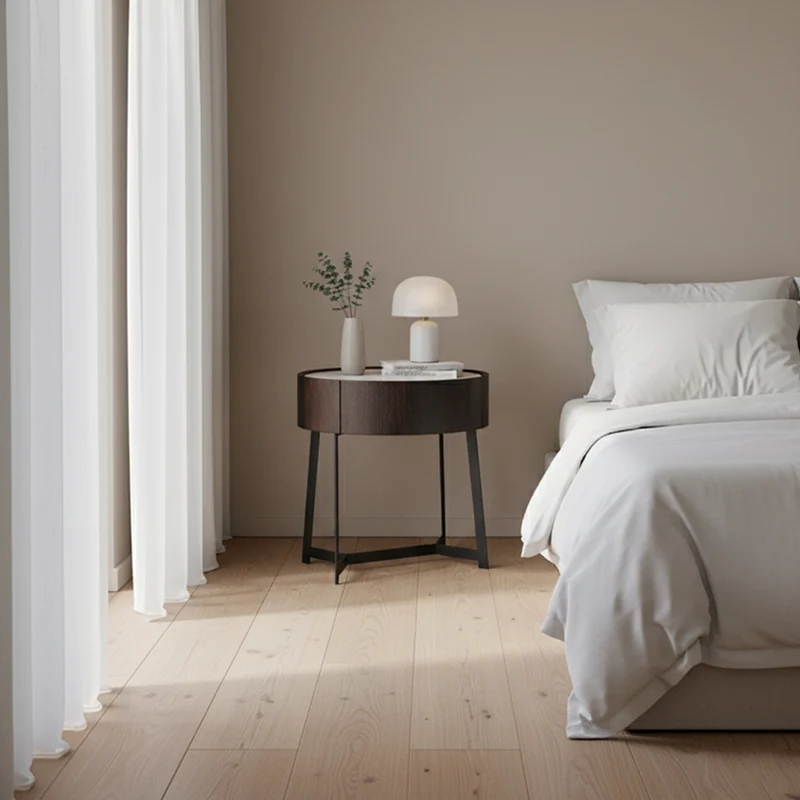 Cool Industrial Bedside Table - Eco-Friendly Material & Scratch-Resistant Sintered Stone Top Nightstand 1-Drawer For Bedroom