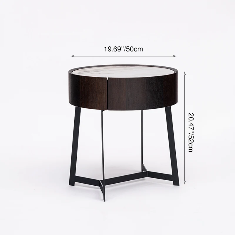 Cool Industrial Bedside Table - Eco-Friendly Material & Scratch-Resistant Sintered Stone Top Nightstand 1-Drawer For Bedroom