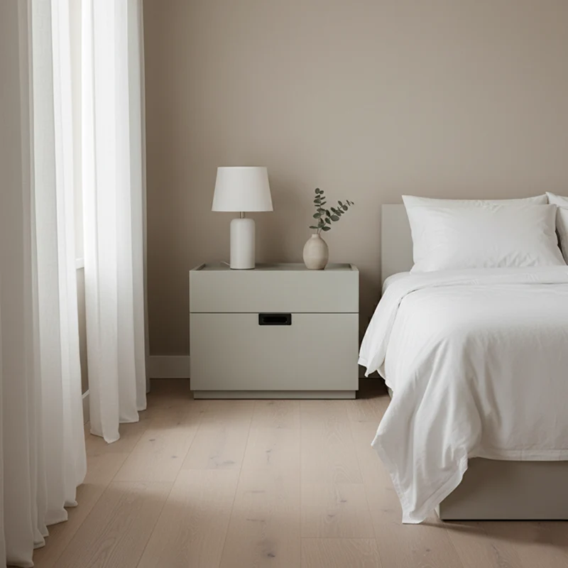 Quiet-Close Minimal Nightstand - Formaldehyde-Free MDF & Durable Rock Slab Top Bedside Table 2-Drawer For Bedroom