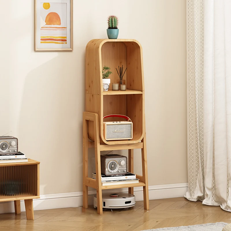 Modern Minimalist Bamboo & E1 Board Rectangular Bookshelf 2/3-Cabinet For Study