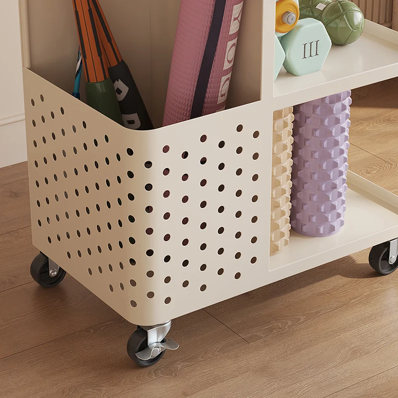 Modern Minimalist Rectangular Baked Paint Carbon Steel Movable Storage Shelf 3-Tier For Living Room & Bedroom