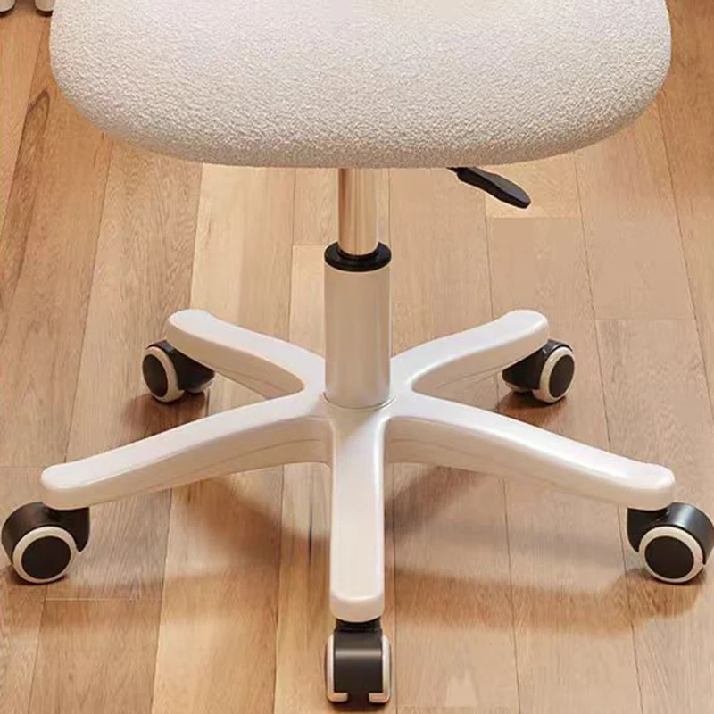Modern Minimalist Butterfly-Shaped Wooden Board Sherpa Fabric Sponge Plastic Vanity Stool Backrest Movable For Bedroom