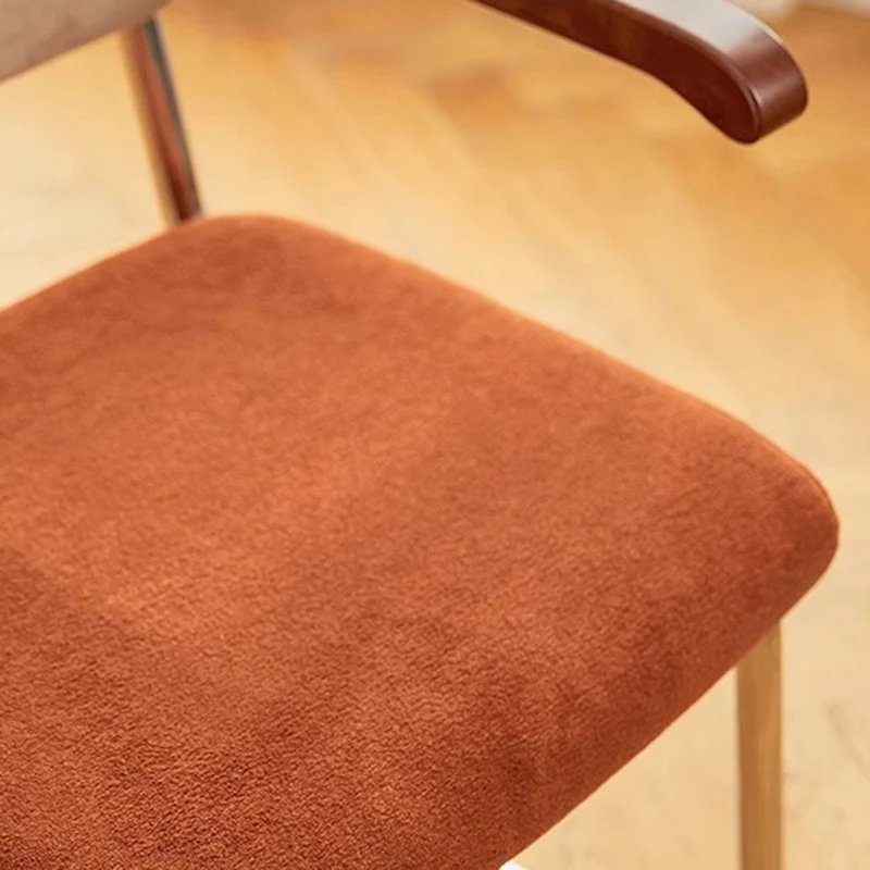 Traditional Vintage Ergonomics Lune Flannelette Iron Solid Wood Sponge Desk Chair Backrest Armrest For Home Office
