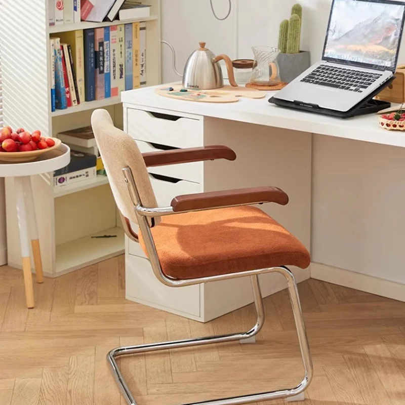 Traditional Vintage Ergonomics Lune Flannelette Iron Solid Wood Sponge Desk Chair Backrest Armrest For Home Office