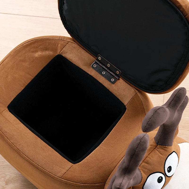 Modern Minimalist Reindeer Solid Wood Velvet Kids Stool 1-Storage For Living Room
