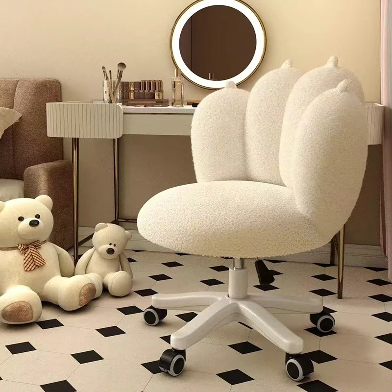Modern Minimalist Cat Claw Design Plastic Iron Velvet Cloth Rotatable Height-Adjustable Accent Chair With Backrest For Bedroom