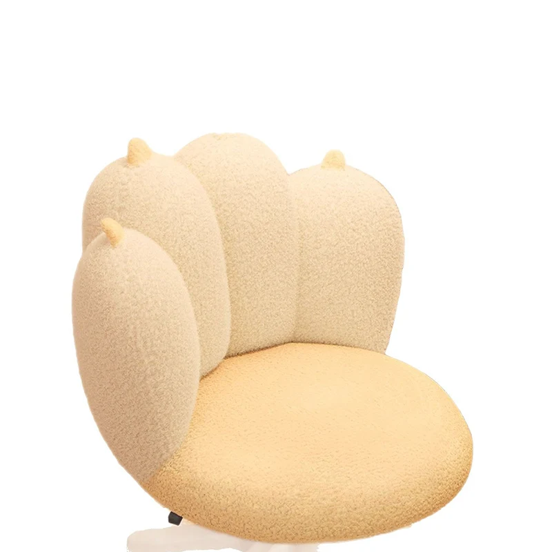 Modern Minimalist Cat Claw Design Plastic Iron Velvet Cloth Rotatable Height-Adjustable Accent Chair With Backrest For Bedroom