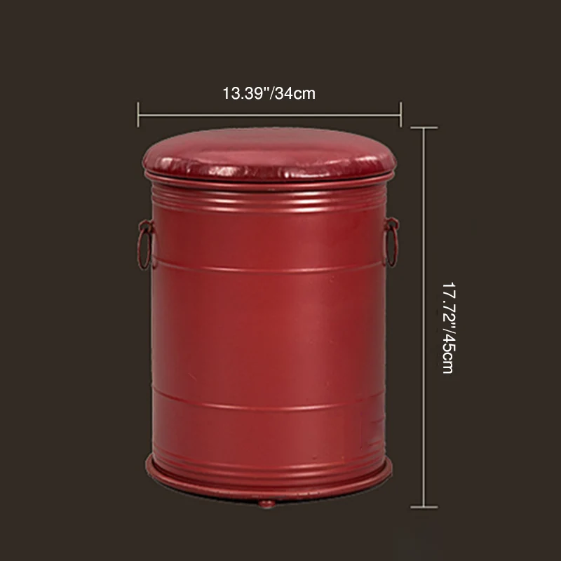 Contemporary Industrial Paint Can Design Iron PU Leather Stool For Living Room