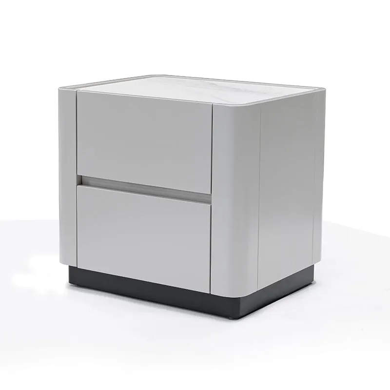 Traditional French Rounded Corners Bedside Table - Solid Wood Plywood 2 Drawers Nightstand For Bedroom