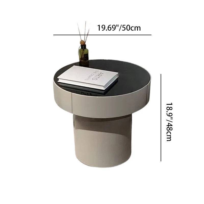 Modern Minimalist Round Plywood MDF Frame Nightstand With Drawer Storage for Bedroom