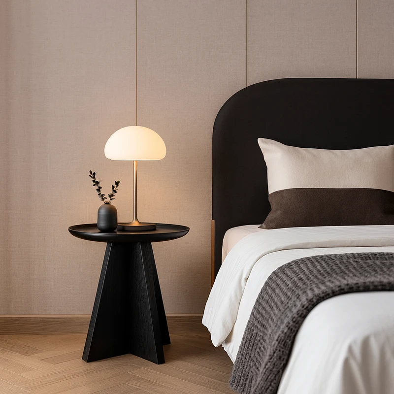 Modern Minimalist Round Side Table With Raised Edge - Plywood & E1 MDF For Living Room & Bedroom
