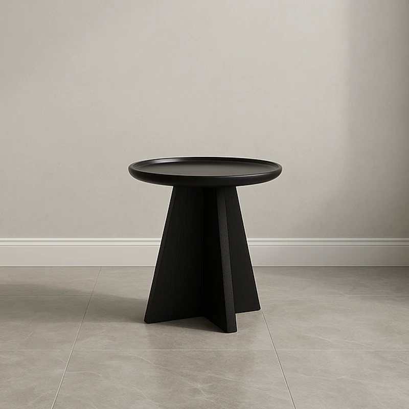 Modern Minimalist Round Side Table With Raised Edge - Plywood & E1 MDF For Living Room & Bedroom