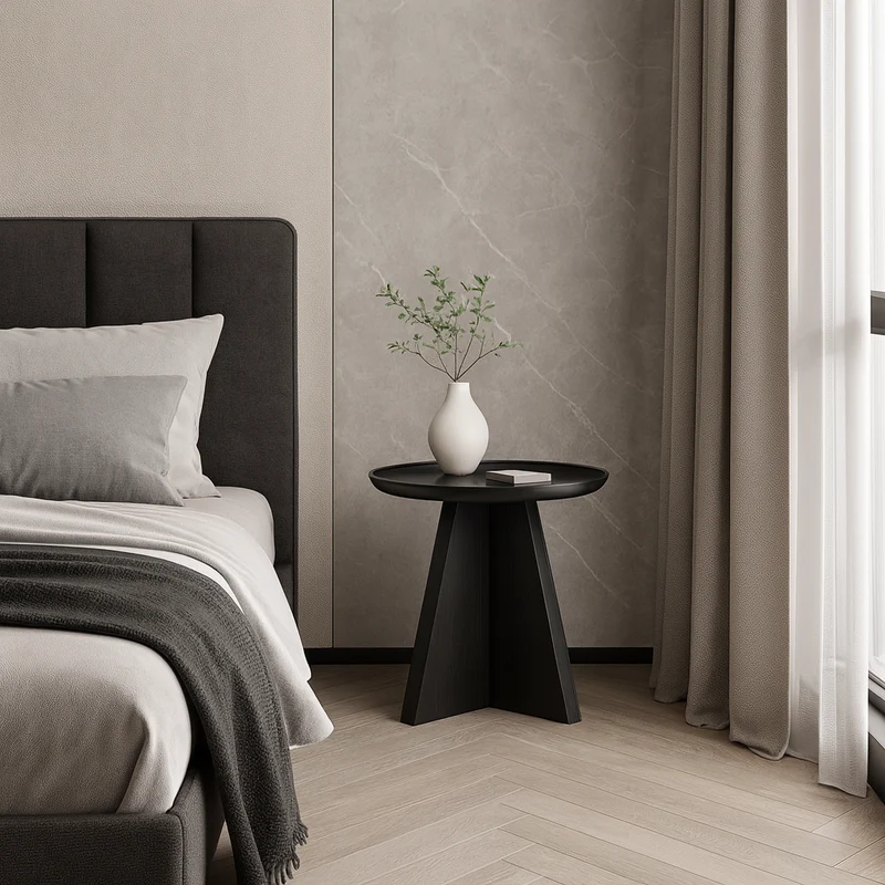 Modern Minimalist Round Side Table With Raised Edge - Plywood & E1 MDF For Living Room & Bedroom