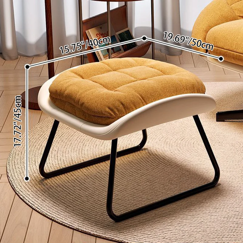 Contemporary Scandinavian Liftable Fan-Shaped Iron PU Leather Rice Grain Fleece Sponge Plush Cotton Detachable Accent Chair Backrest Armless For Living Room