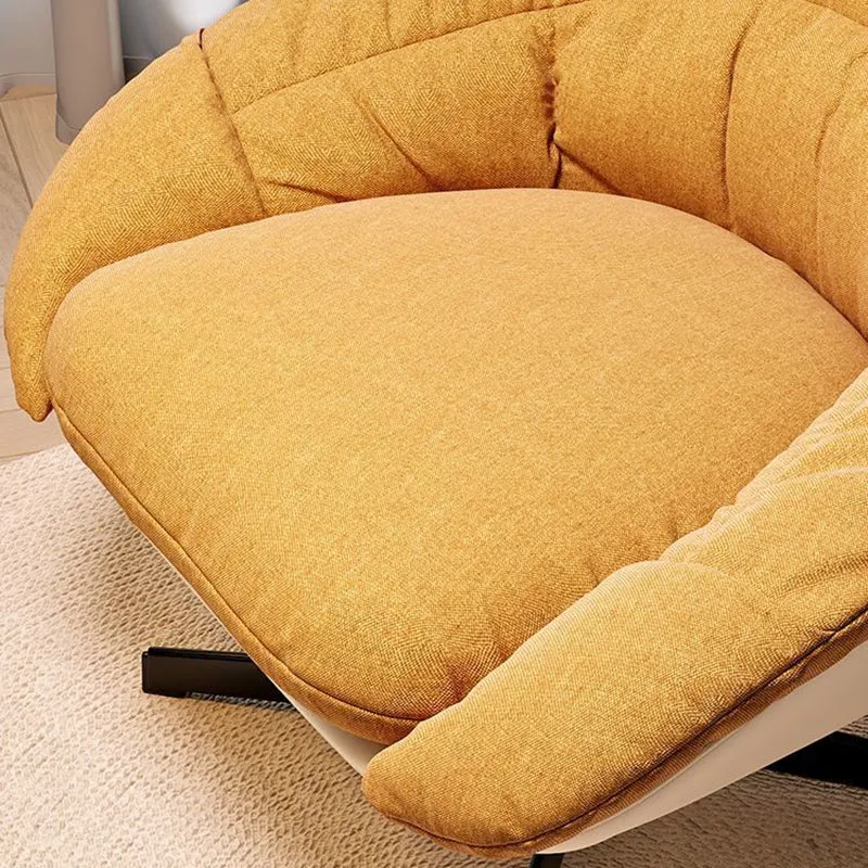 Contemporary Scandinavian Liftable Fan-Shaped Iron PU Leather Rice Grain Fleece Sponge Plush Cotton Detachable Accent Chair Backrest Armless For Living Room