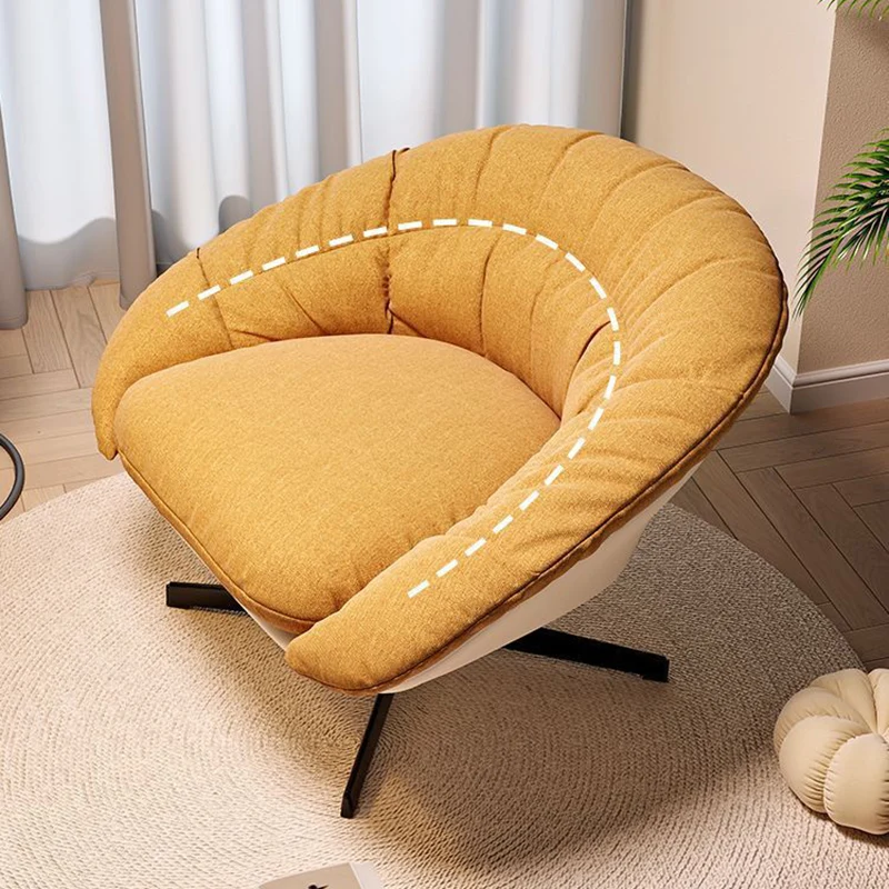Contemporary Scandinavian Liftable Fan-Shaped Iron PU Leather Rice Grain Fleece Sponge Plush Cotton Detachable Accent Chair Backrest Armless For Living Room