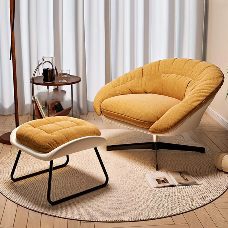 Contemporary Scandinavian Liftable Fan-Shaped Iron PU Leather Rice Grain Fleece Sponge Plush Cotton Detachable Accent Chair Backrest Armless For Living Room