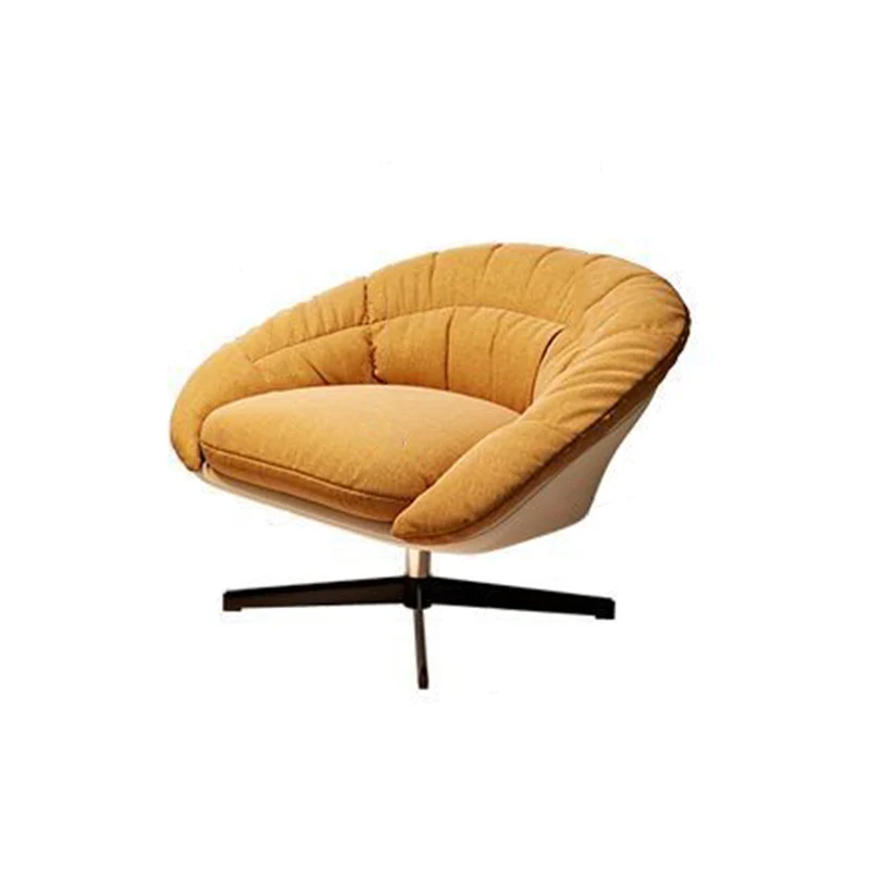 Contemporary Scandinavian Liftable Fan-Shaped Iron PU Leather Rice Grain Fleece Sponge Plush Cotton Detachable Accent Chair Backrest Armless For Living Room