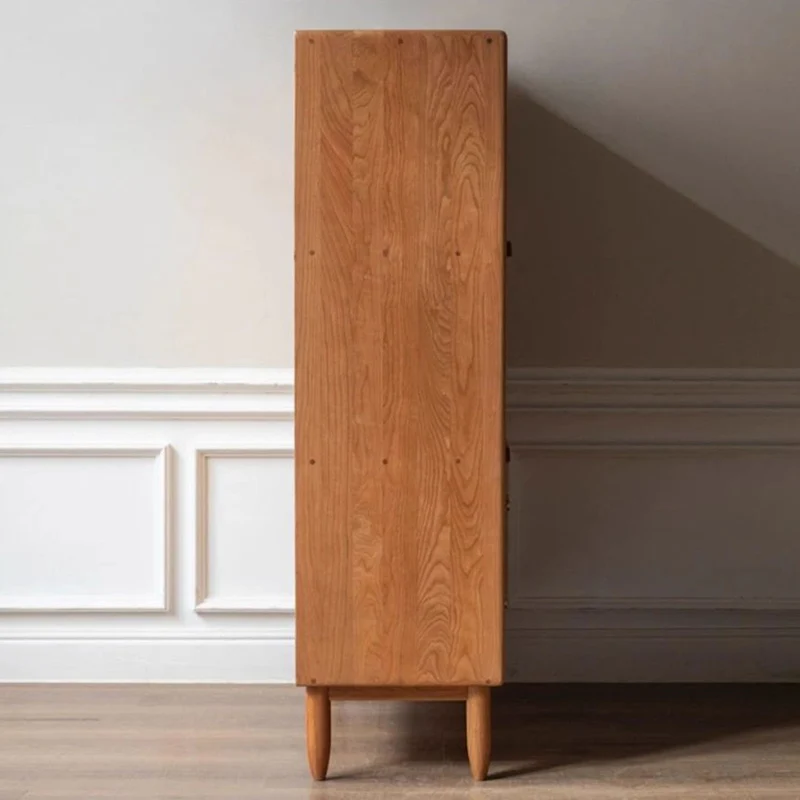 Traditional Japanese Rectangular Pine Wood Plywood Glass Storage Sideboard 2-Drawer For Living Room & Dining Room