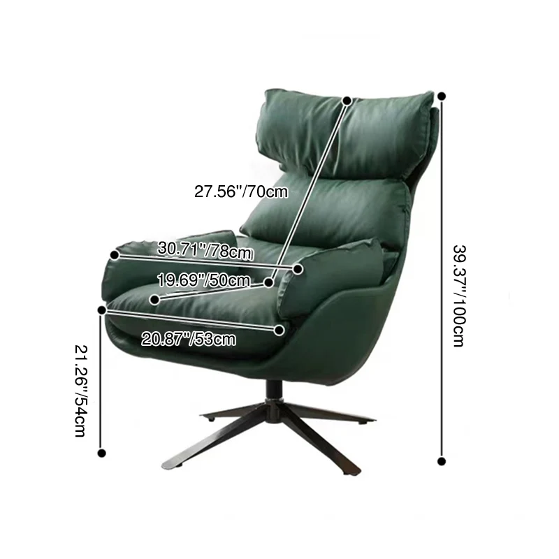 Contemporary Scandinavian Velvet Microfiber Leather Carbon Steel Swivel Curved Accent Chair With Backrest For Living Room