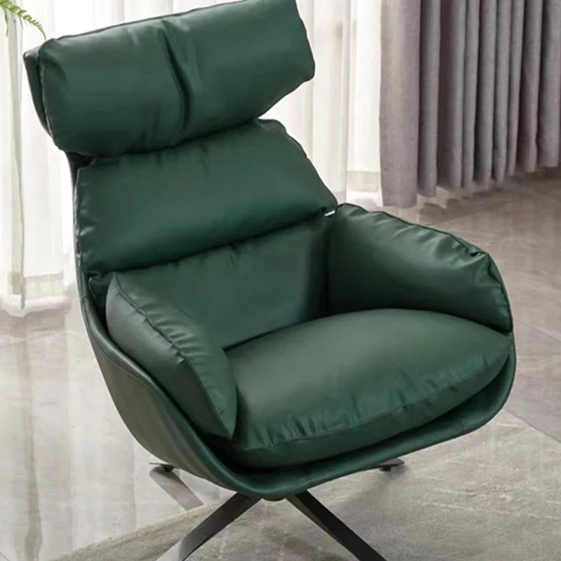Contemporary Scandinavian Velvet Microfiber Leather Carbon Steel Swivel Curved Accent Chair With Backrest For Living Room