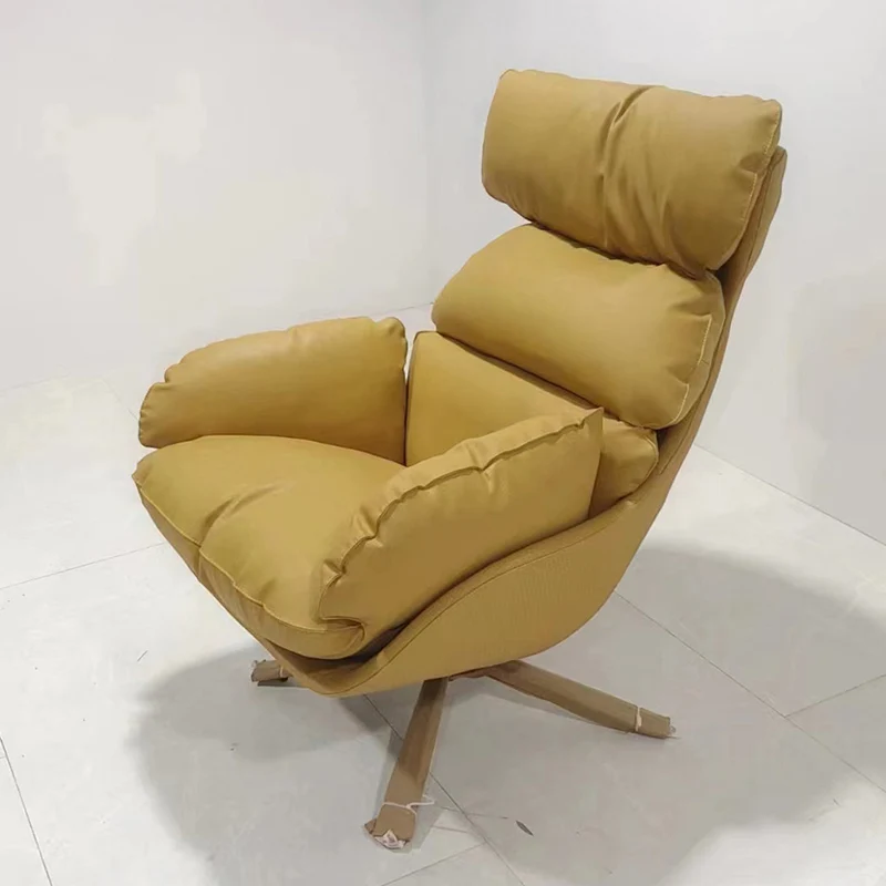Contemporary Scandinavian Velvet Microfiber Leather Carbon Steel Swivel Curved Accent Chair With Backrest For Living Room